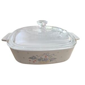 Corning Ware A-1-B 1 Liter Country Cornflower Casserole Dish w/Glass Lid Vintage